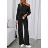 imagePRETTYGARDEN Long Sleeve Jumpsuit For Women Dressy 2026 Off Shoulder One Piece Loose Wide Leg Jumpsuits Casual Flowy RomperBlack