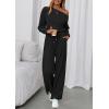 imagePRETTYGARDEN Long Sleeve Jumpsuit For Women Dressy 2026 Off Shoulder One Piece Loose Wide Leg Jumpsuits Casual Flowy RomperBlack