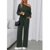 imagePRETTYGARDEN Long Sleeve Jumpsuit For Women Dressy 2026 Off Shoulder One Piece Loose Wide Leg Jumpsuits Casual Flowy RomperDark Army Green