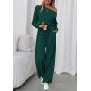 imagePRETTYGARDEN Long Sleeve Jumpsuit For Women Dressy 2026 Off Shoulder One Piece Loose Wide Leg Jumpsuits Casual Flowy RomperDark Green