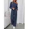 imagePRETTYGARDEN Long Sleeve Jumpsuit For Women Dressy 2026 Off Shoulder One Piece Loose Wide Leg Jumpsuits Casual Flowy RomperNavy