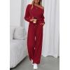imagePRETTYGARDEN Long Sleeve Jumpsuit For Women Dressy 2026 Off Shoulder One Piece Loose Wide Leg Jumpsuits Casual Flowy RomperWine Red