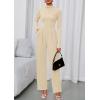 imagePRETTYGARDEN Long Sleeve Jumpsuit for Women 2026 Fall Date Night Rompers Dressy Casual One Piece Mock Neck Jumpsuits PocketsBeige