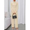 imagePRETTYGARDEN Long Sleeve Jumpsuit for Women 2026 Fall Date Night Rompers Dressy Casual One Piece Mock Neck Jumpsuits PocketsBeige