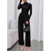 imagePRETTYGARDEN Long Sleeve Jumpsuit for Women 2026 Fall Date Night Rompers Dressy Casual One Piece Mock Neck Jumpsuits PocketsBlack