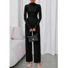 imagePRETTYGARDEN Long Sleeve Jumpsuit for Women 2026 Fall Date Night Rompers Dressy Casual One Piece Mock Neck Jumpsuits PocketsBlack