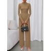 imagePRETTYGARDEN Long Sleeve Jumpsuit for Women 2026 Fall Date Night Rompers Dressy Casual One Piece Mock Neck Jumpsuits PocketsCamel
