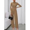 imagePRETTYGARDEN Long Sleeve Jumpsuit for Women 2026 Fall Date Night Rompers Dressy Casual One Piece Mock Neck Jumpsuits PocketsCamel