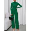 imagePRETTYGARDEN Long Sleeve Jumpsuit for Women 2026 Fall Date Night Rompers Dressy Casual One Piece Mock Neck Jumpsuits PocketsGreen