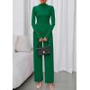 imagePRETTYGARDEN Long Sleeve Jumpsuit for Women 2026 Fall Date Night Rompers Dressy Casual One Piece Mock Neck Jumpsuits PocketsGreen