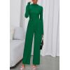 imagePRETTYGARDEN Long Sleeve Jumpsuit for Women 2026 Fall Date Night Rompers Dressy Casual One Piece Mock Neck Jumpsuits PocketsGreen