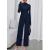 imagePRETTYGARDEN Long Sleeve Jumpsuit for Women 2026 Fall Date Night Rompers Dressy Casual One Piece Mock Neck Jumpsuits PocketsNavy Blue