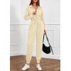 imagePRETTYGARDEN Long Sleeve Jumpsuits for Women Casual 2026 Fall Fashion Zip Up Pant Rompers One Piece Sweatsuits Travel OutfitsApricot