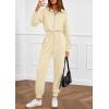 imagePRETTYGARDEN Long Sleeve Jumpsuits for Women Casual 2026 Fall Fashion Zip Up Pant Rompers One Piece Sweatsuits Travel OutfitsApricot