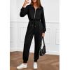 imagePRETTYGARDEN Long Sleeve Jumpsuits for Women Casual 2026 Fall Fashion Zip Up Pant Rompers One Piece Sweatsuits Travel OutfitsBlack