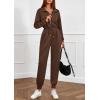imagePRETTYGARDEN Long Sleeve Jumpsuits for Women Casual 2026 Fall Fashion Zip Up Pant Rompers One Piece Sweatsuits Travel OutfitsBrown