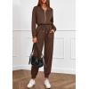 imagePRETTYGARDEN Long Sleeve Jumpsuits for Women Casual 2026 Fall Fashion Zip Up Pant Rompers One Piece Sweatsuits Travel OutfitsBrown