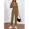 imagePRETTYGARDEN Long Sleeve Jumpsuits for Women Casual 2026 Fall Fashion Zip Up Pant Rompers One Piece Sweatsuits Travel OutfitsCoffee