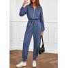imagePRETTYGARDEN Long Sleeve Jumpsuits for Women Casual 2026 Fall Fashion Zip Up Pant Rompers One Piece Sweatsuits Travel OutfitsDusty Blue