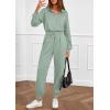 imagePRETTYGARDEN Long Sleeve Jumpsuits for Women Casual 2026 Fall Fashion Zip Up Pant Rompers One Piece Sweatsuits Travel OutfitsLight Green