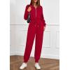 imagePRETTYGARDEN Long Sleeve Jumpsuits for Women Casual 2026 Fall Fashion Zip Up Pant Rompers One Piece Sweatsuits Travel OutfitsRed