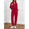 imagePRETTYGARDEN Long Sleeve Jumpsuits for Women Casual 2026 Fall Fashion Zip Up Pant Rompers One Piece Sweatsuits Travel OutfitsRed