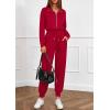 imagePRETTYGARDEN Long Sleeve Jumpsuits for Women Casual 2026 Fall Fashion Zip Up Pant Rompers One Piece Sweatsuits Travel OutfitsRed
