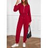 imagePRETTYGARDEN Long Sleeve Jumpsuits for Women Casual 2026 Fall Fashion Zip Up Pant Rompers One Piece Sweatsuits Travel OutfitsRed