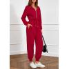 imagePRETTYGARDEN Long Sleeve Jumpsuits for Women Casual 2026 Fall Fashion Zip Up Pant Rompers One Piece Sweatsuits Travel OutfitsRed