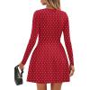 imagePRETTYGARDEN Long Sleeve Mini Dress for Women 2026 Spring Crewneck Knit Pleated Babydoll A Line Casual Short Party DressesPolka Dot Red White