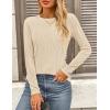 imagePRETTYGARDEN Long Sleeve Tops for Women Spring Fall Trendy Business Dressy Casual Shirts Crewneck Textured Blouse ClothesApricot Pink