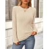 imagePRETTYGARDEN Long Sleeve Tops for Women Spring Fall Trendy Business Dressy Casual Shirts Crewneck Textured Blouse ClothesApricot Pink