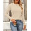 imagePRETTYGARDEN Long Sleeve Tops for Women Spring Fall Trendy Business Dressy Casual Shirts Crewneck Textured Blouse ClothesApricot Pink