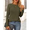 imagePRETTYGARDEN Long Sleeve Tops for Women Spring Fall Trendy Business Dressy Casual Shirts Crewneck Textured Blouse ClothesArmy Green