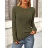 imagePRETTYGARDEN Long Sleeve Tops for Women Spring Fall Trendy Business Dressy Casual Shirts Crewneck Textured Blouse ClothesArmy Green