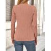 imagePRETTYGARDEN Long Sleeve Tops for Women Spring Fall Trendy Business Dressy Casual Shirts Crewneck Textured Blouse ClothesBean Paste Pink
