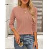 imagePRETTYGARDEN Long Sleeve Tops for Women Spring Fall Trendy Business Dressy Casual Shirts Crewneck Textured Blouse ClothesBean Paste Pink