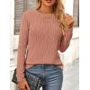 imagePRETTYGARDEN Long Sleeve Tops for Women Spring Fall Trendy Business Dressy Casual Shirts Crewneck Textured Blouse ClothesBean Paste Pink