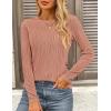 imagePRETTYGARDEN Long Sleeve Tops for Women Spring Fall Trendy Business Dressy Casual Shirts Crewneck Textured Blouse ClothesBean Paste Pink