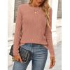 imagePRETTYGARDEN Long Sleeve Tops for Women Spring Fall Trendy Business Dressy Casual Shirts Crewneck Textured Blouse ClothesBean Paste Pink