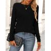 imagePRETTYGARDEN Long Sleeve Tops for Women Spring Fall Trendy Business Dressy Casual Shirts Crewneck Textured Blouse ClothesBlack