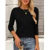 imagePRETTYGARDEN Long Sleeve Tops for Women Spring Fall Trendy Business Dressy Casual Shirts Crewneck Textured Blouse ClothesBlack