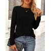 imagePRETTYGARDEN Long Sleeve Tops for Women Spring Fall Trendy Business Dressy Casual Shirts Crewneck Textured Blouse ClothesBlack