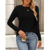 imagePRETTYGARDEN Long Sleeve Tops for Women Spring Fall Trendy Business Dressy Casual Shirts Crewneck Textured Blouse ClothesBlack