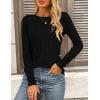 imagePRETTYGARDEN Long Sleeve Tops for Women Spring Fall Trendy Business Dressy Casual Shirts Crewneck Textured Blouse ClothesBlack