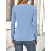 imagePRETTYGARDEN Long Sleeve Tops for Women Spring Fall Trendy Business Dressy Casual Shirts Crewneck Textured Blouse ClothesBlue Grey