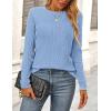 imagePRETTYGARDEN Long Sleeve Tops for Women Spring Fall Trendy Business Dressy Casual Shirts Crewneck Textured Blouse ClothesBlue Grey