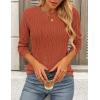 imagePRETTYGARDEN Long Sleeve Tops for Women Spring Fall Trendy Business Dressy Casual Shirts Crewneck Textured Blouse ClothesBrick Red