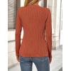 imagePRETTYGARDEN Long Sleeve Tops for Women Spring Fall Trendy Business Dressy Casual Shirts Crewneck Textured Blouse ClothesBrick Red