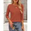 imagePRETTYGARDEN Long Sleeve Tops for Women Spring Fall Trendy Business Dressy Casual Shirts Crewneck Textured Blouse ClothesBrick Red